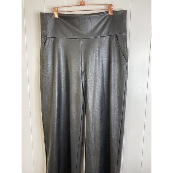 Commando Black Faux Leather Wide Leg High Waist Pull On Pants Size Large NWT - Picture 4 of 9